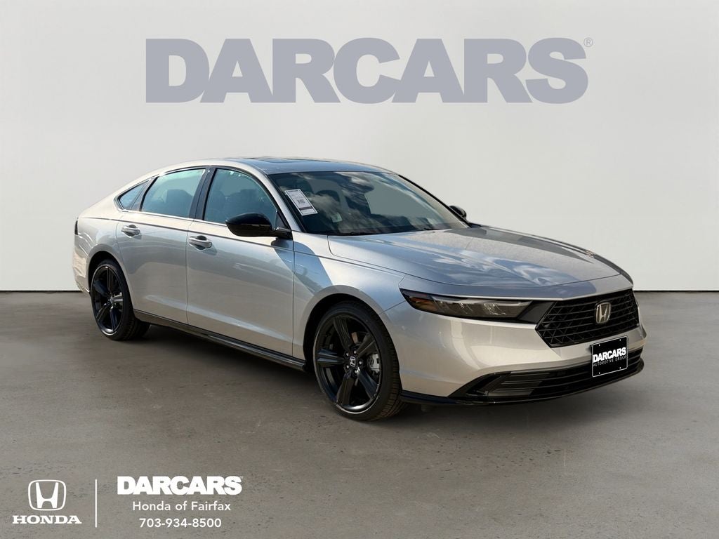 2026 Honda Accord Hybrid Sport-L in Solar Silver Metallic — front three-quarter view