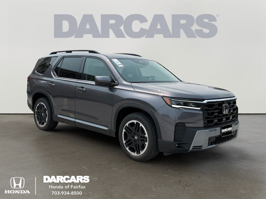 2026 Honda Pilot Touring in Modern Steel Metallic — front three-quarter view