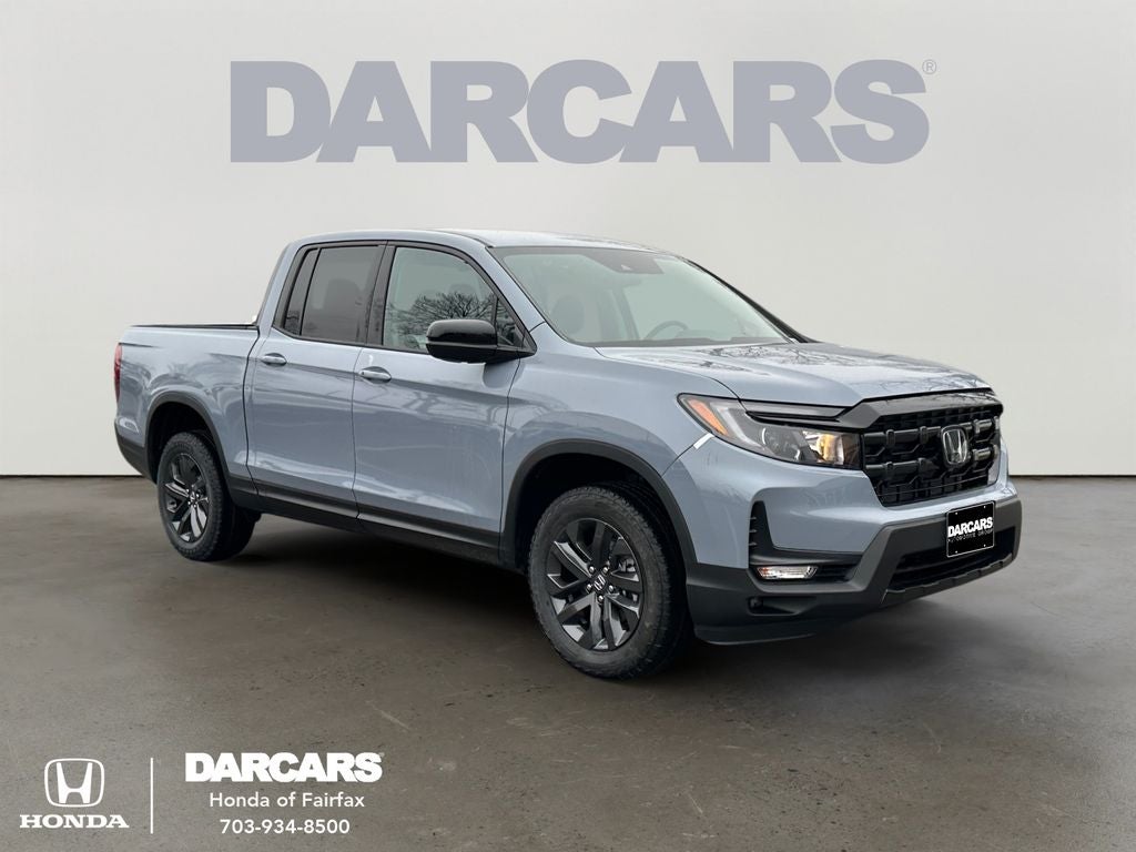 2026 Honda Ridgeline Sport in Sonic Gray Pearl — front three-quarter view