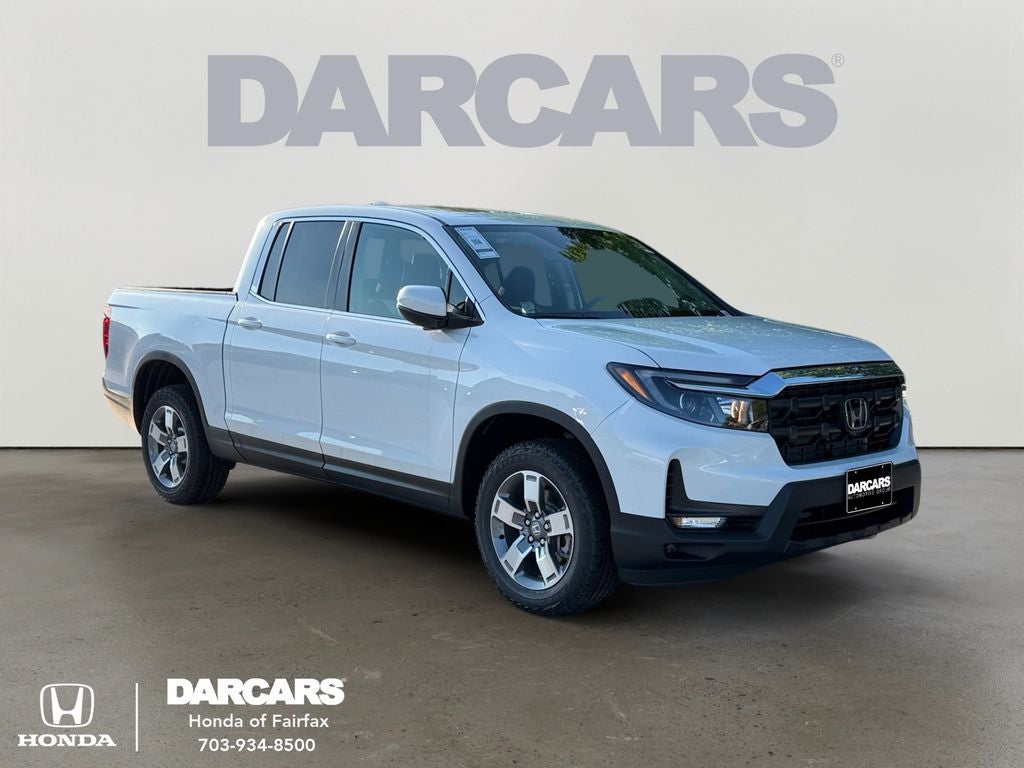 2026 Honda Ridgeline RTL in Platinum White Pearl — front three-quarter view