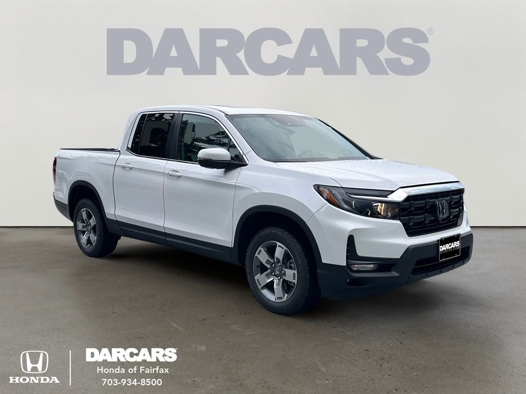 2026 Honda Ridgeline RTL in Platinum White Pearl — front three-quarter view