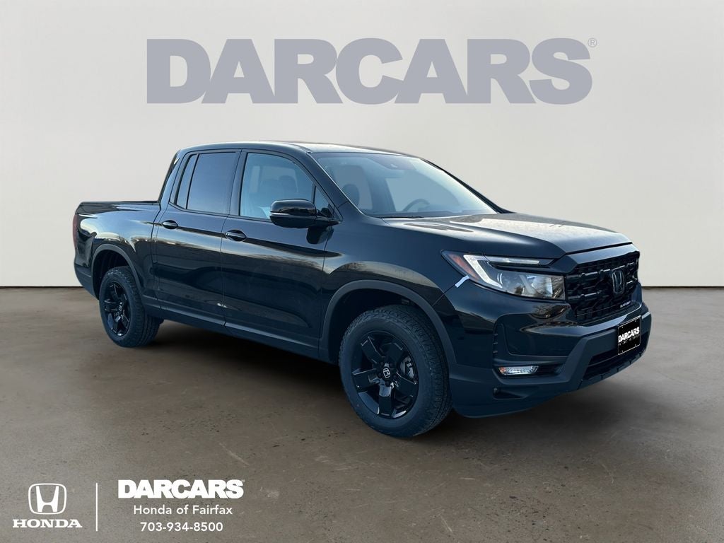 2026 Honda Ridgeline Black Edition in Crystal Black Pearl — front three-quarter view