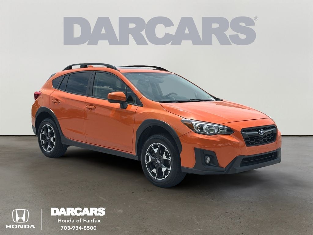 2020 Subaru Crosstrek Premium in Sunshine Orange — front three-quarter view