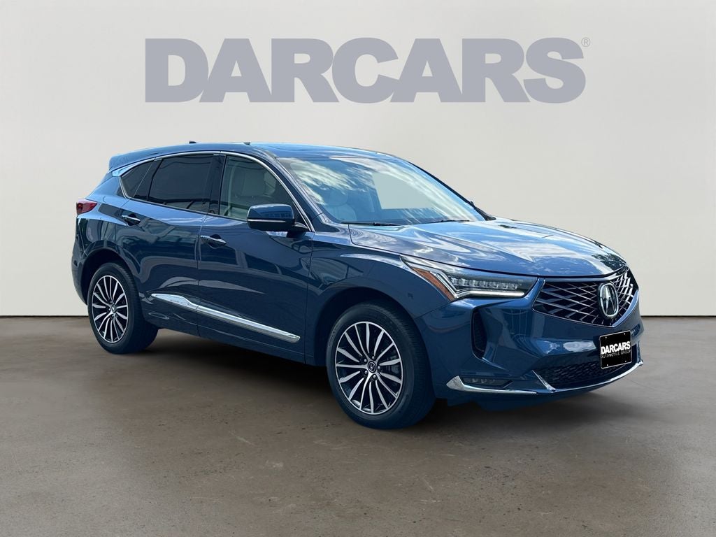2025 Acura RDX Advance Package SH-AWD in Canyon River Blue Metallic — front three-quarter view