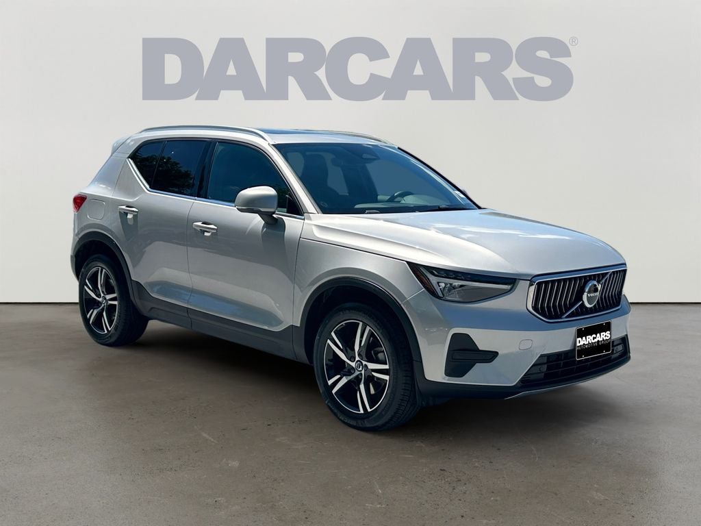 2025 Volvo XC40 B5 Core Volvo Certified in Silver Dawn Metallic — front three-quarter view